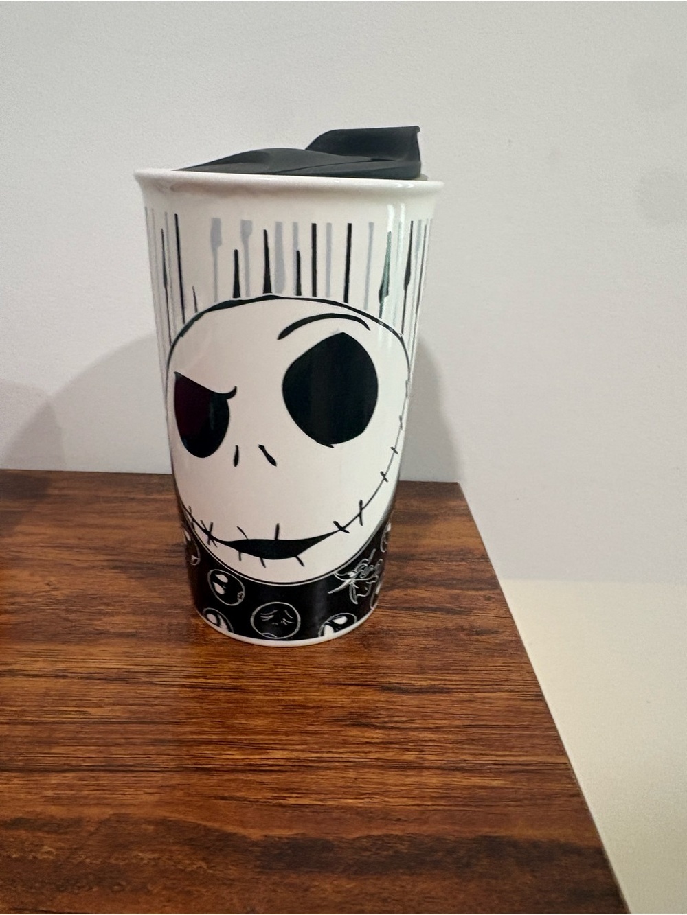 Nightmare before Christmas Jack Face Travel Mug - Black & White Ceramic Tumbler